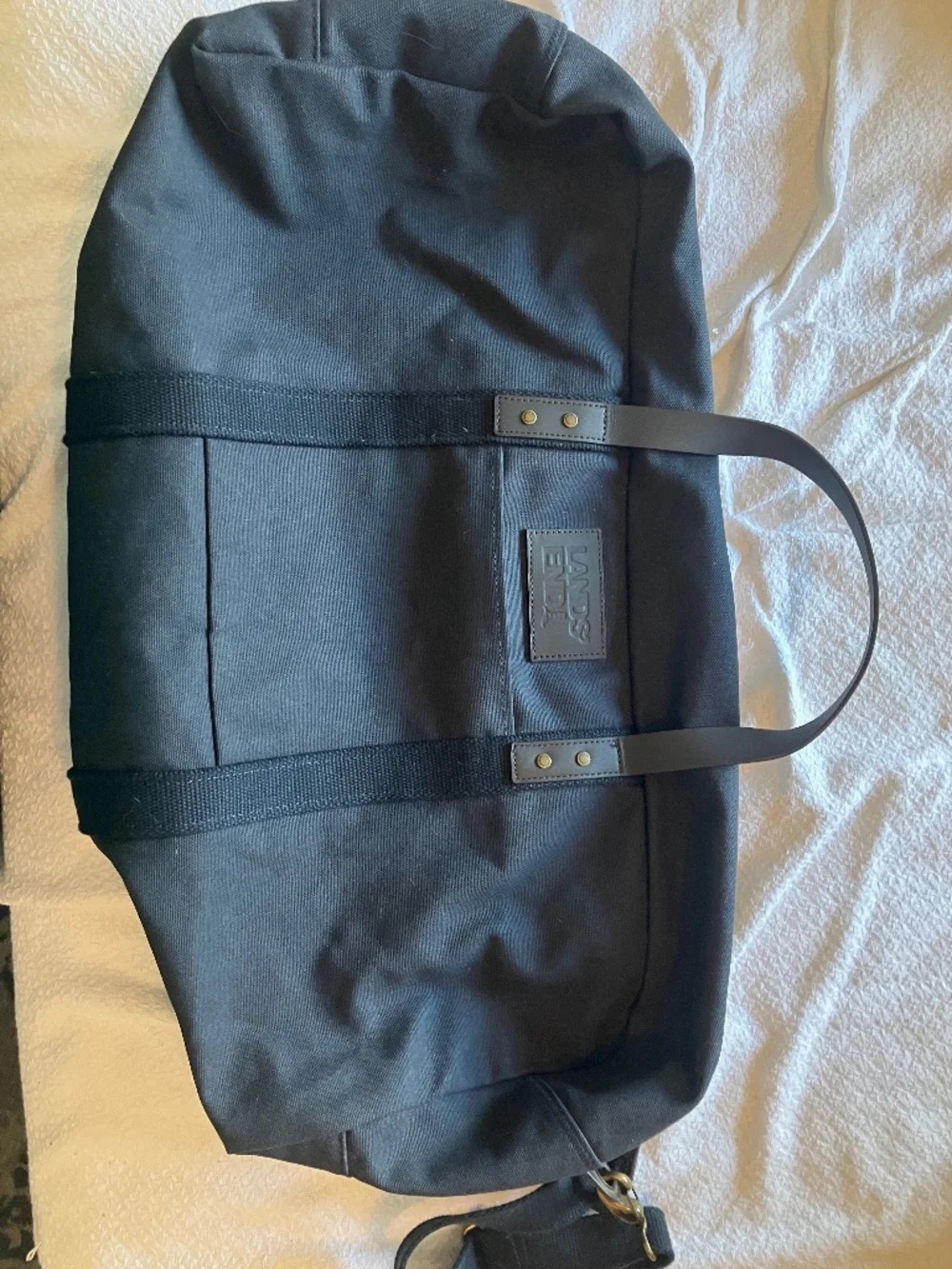 Lands End canvas and leather duffle